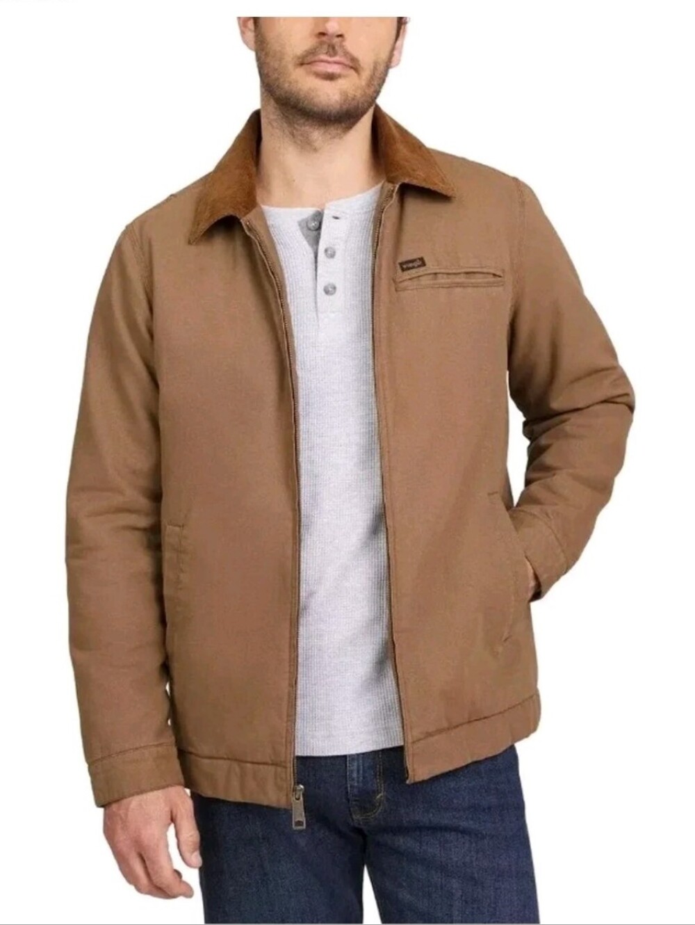 Wrangler Brown Field Barn Jacket with Corduroy Collar